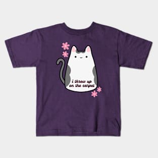 I Threw Up On The Carpet Funny Cartoon Kitty Cat Kids T-Shirt